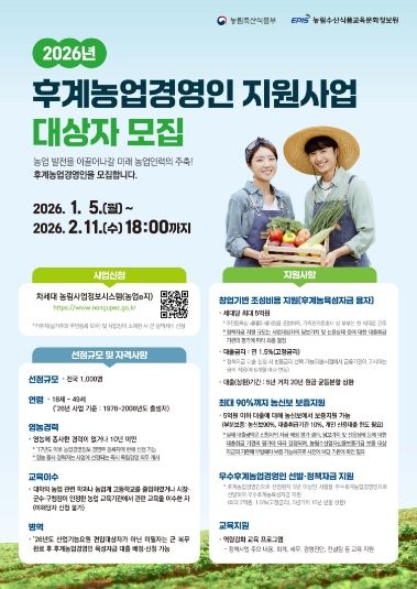 2026년 후계농업경영인 홍보 포스터